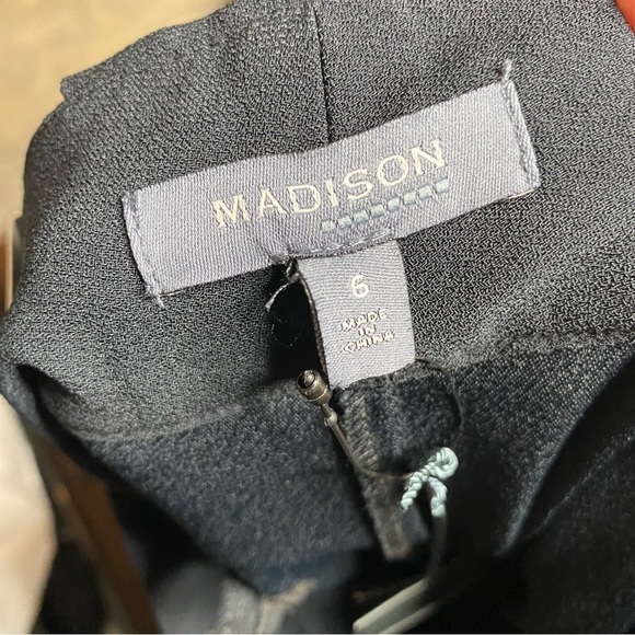 Madison Womens Black Wide Leg Flat Front Pant - Picture 2 of 4